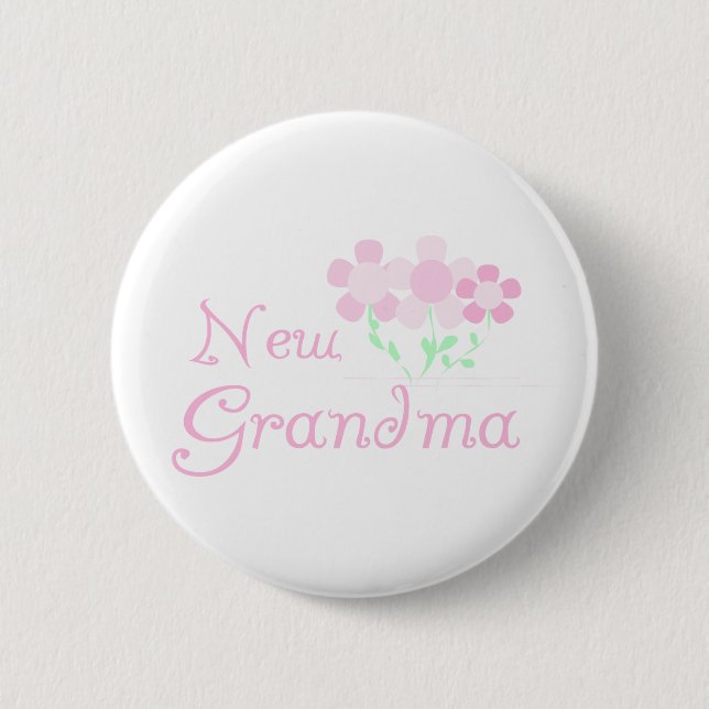 Badge Rond 5 Cm Le rose fleurit la nouvelle grand-maman (Devant)