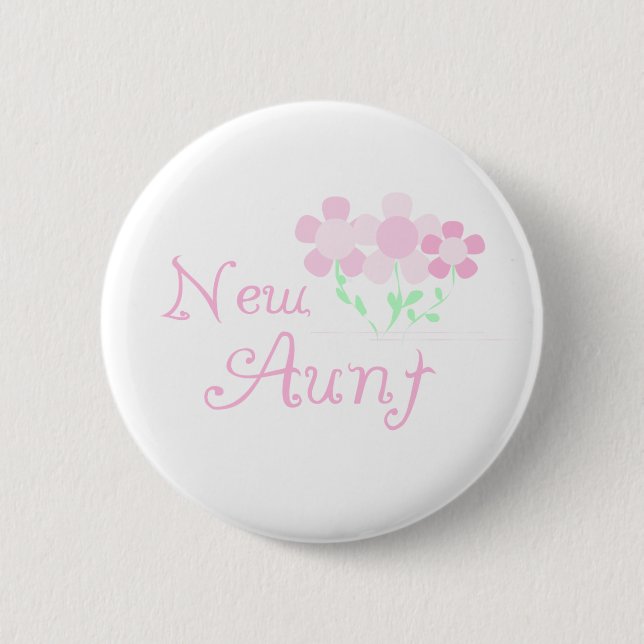Badge Rond 5 Cm Le rose fleurit la nouvelle tante (Devant)