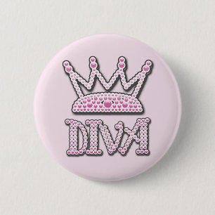 Badge Rond 5 Cm Le rose mignon imprimé perle princesse Crown de