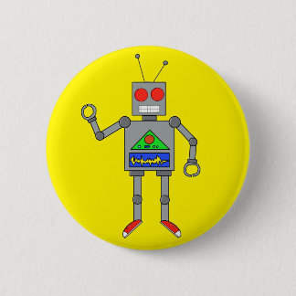 Badge Rond 5 Cm Le rouge chausse le Pin jaune de bouton de robot