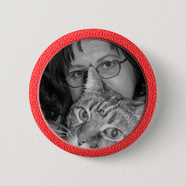 Badge Rond 5 Cm le rouge tachette le cadre (Devant)