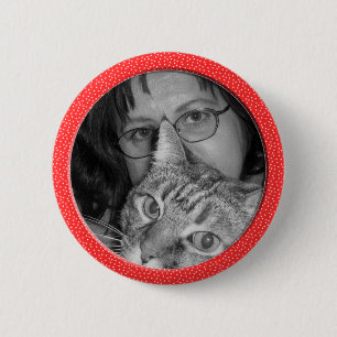 Badge Rond 5 Cm le rouge tachette le cadre