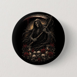 Badge Rond 5 Cm Le Sablier de la Faucheuse