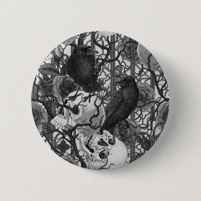 Badge Rond 5 Cm Le secret de Raven. Illustration gothique sombre e (Devant)