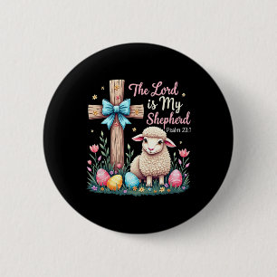 Badge Rond 5 Cm Le Seigneur Est Mon Berger Agneau Chrétien De Pâqu