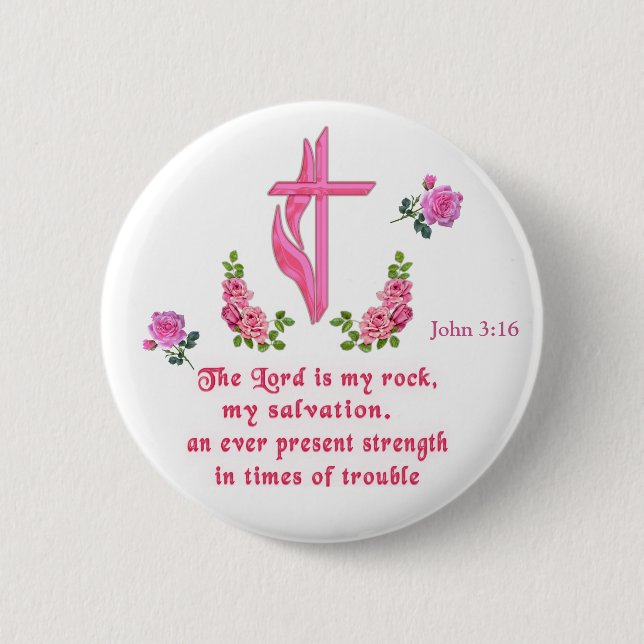 Badge Rond 5 Cm Le Seigneur est mon rocher (Devant)