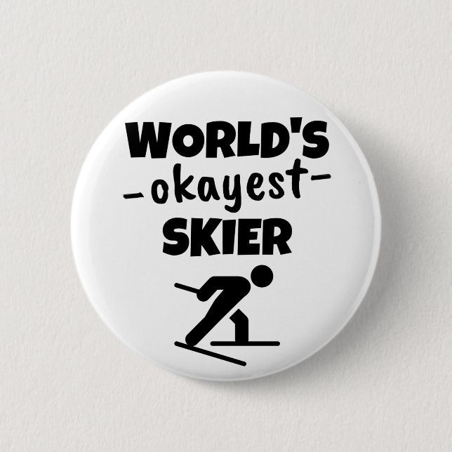 Badge Rond 5 Cm Le skieur le plus joyeux du monde (Devant)