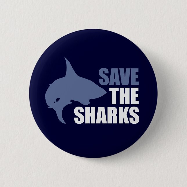 Badge Rond 5 Cm Le slogan Save the Sharks, Save the Fins (Devant)