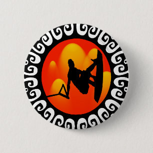 BADGE ROND 5 CM LE SOLEIL DE WAKEBOARDING FOU