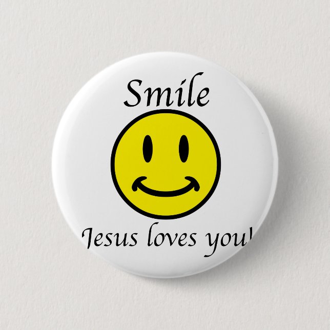 Badge Rond 5 Cm Le sourire, Jésus vous aime (Devant)