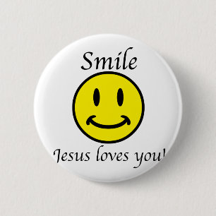 Badge Rond 5 Cm Le sourire, Jésus vous aime