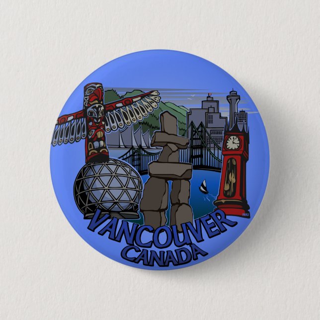 Badge Rond 5 Cm Le souvenir de Vancouver Canada boutonne l'art de (Devant)