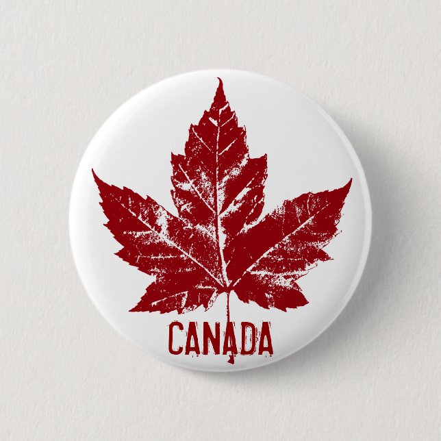 Badge Rond 5 Cm Le souvenir du Canada boutonne le Pin de feuille (Devant)