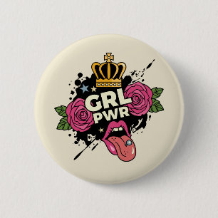Badge Rond 5 Cm Le style tatouage Girl Power