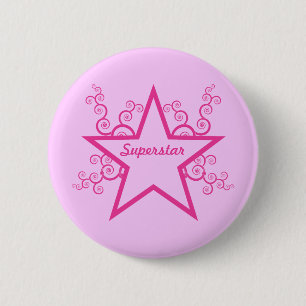 Badge Rond 5 Cm Le superstar tourbillonne bouton, rose lumineux