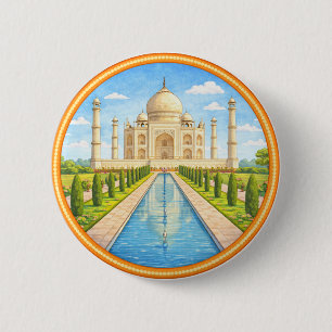 Badge Rond 5 Cm Le Taj Mahal de l'Inde