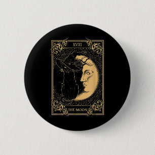 Badge Rond 5 Cm Le Tarot Lune Xvii Inspiré Chat Noir sorcier Casqu
