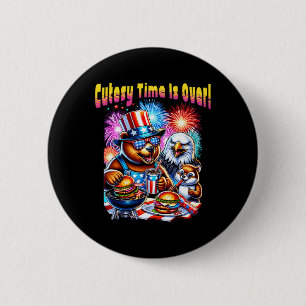 Badge Rond 5 Cm Le Temps Drôle Des Cutesy Est Au-Dessus Des Animau
