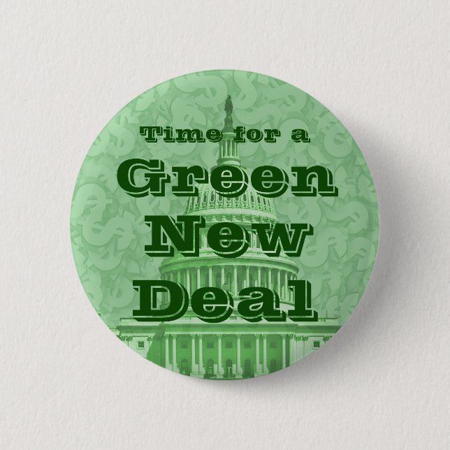 Badge Rond 5 Cm Le temps d'un New Deal vert (Devant)