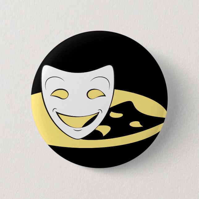 Badge Rond 5 Cm Le théâtre d'ombre masque le bouton (Devant)