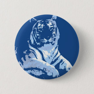 Badge Rond 5 Cm Le tigre bleu pop Art