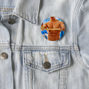 Badge Rond 5 Cm Le torse nu musclé de l'homme de SlipperyJoe's abs
