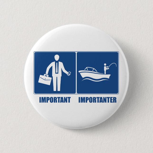 Badge Rond 5 Cm Le Travail Est Important, La Pêche Est Importante (Devant)