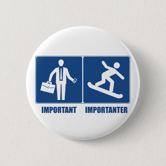 Badge Rond 5 Cm Le Travail Est Important, Le Snowboard Est Importa (Devant)
