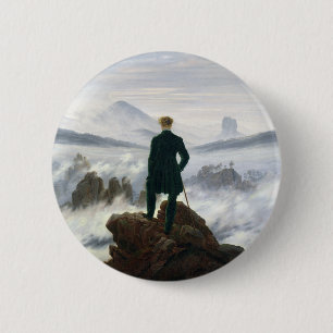Badge Rond 5 Cm Le vagabond au-dessus de la mer du brouillard