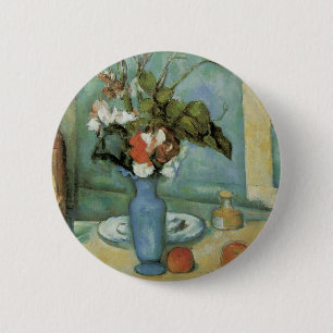 Badge Rond 5 Cm Le Vase Bleu (Fleurs et Fruits) par Paul Cezanne