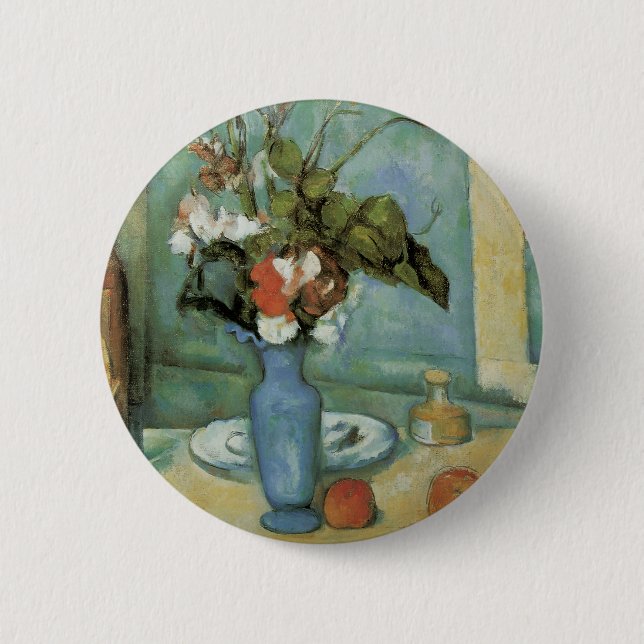 Badge Rond 5 Cm Le Vase Bleu (Fleurs et Fruits) par Paul Cezanne (Devant)