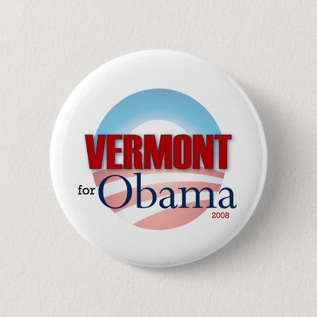 Badge Rond 5 Cm Le VERMONT pour Obama (Devant)