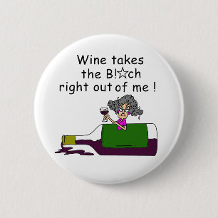 Badge Rond 5 Cm Le Vin M'A Mélangé