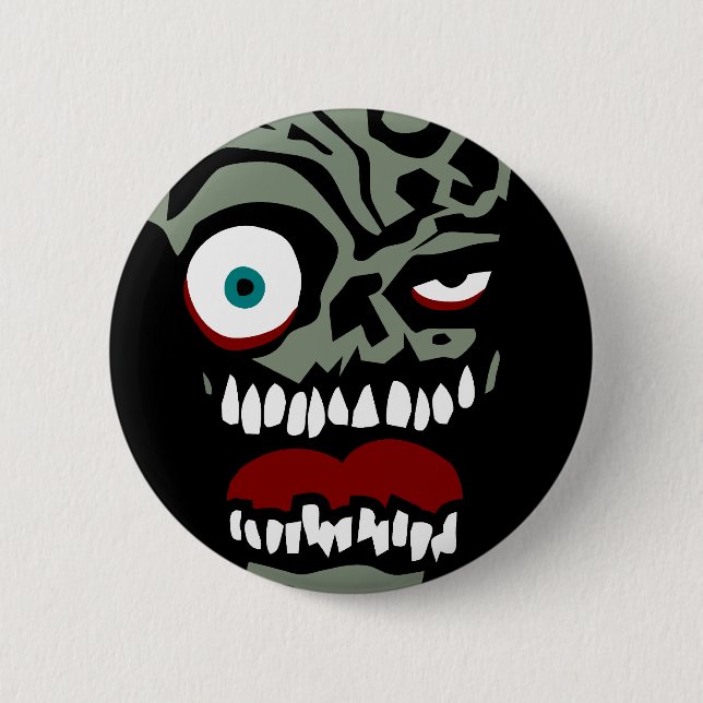 Badge Rond 5 Cm Le visage de zombi du sort malheureux (Devant)