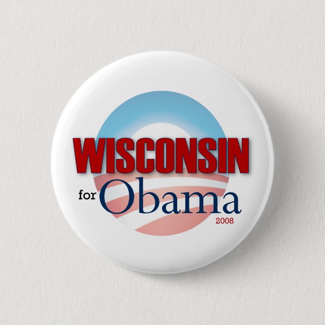 Badge Rond 5 Cm Le WISCONSIN pour Obama (Devant)