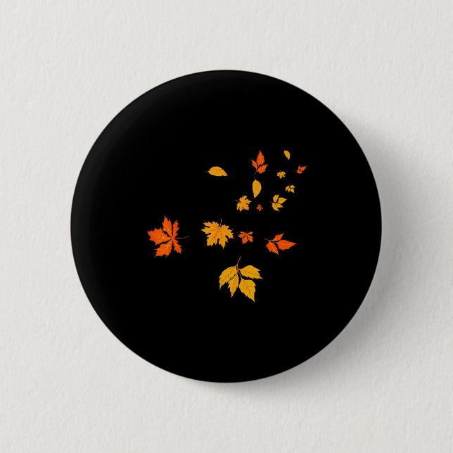Badge Rond 5 Cm Leaf Blower Fall Leaves Funny Halloween Couple Mat (Devant)