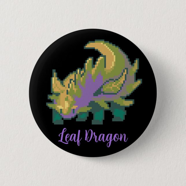 Badge Rond 5 Cm Leaf Dragon pixel art (Devant)