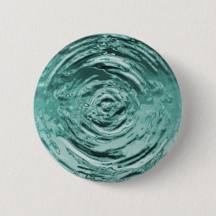 Badge Rond 5 Cm L'eau se répand Turquoise