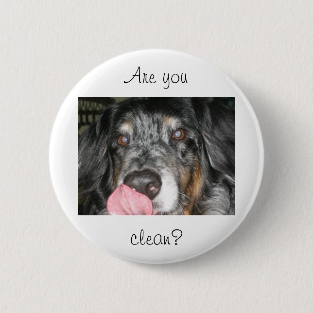 Badge Rond 5 Cm Lèchement du Pin de chien (Devant)