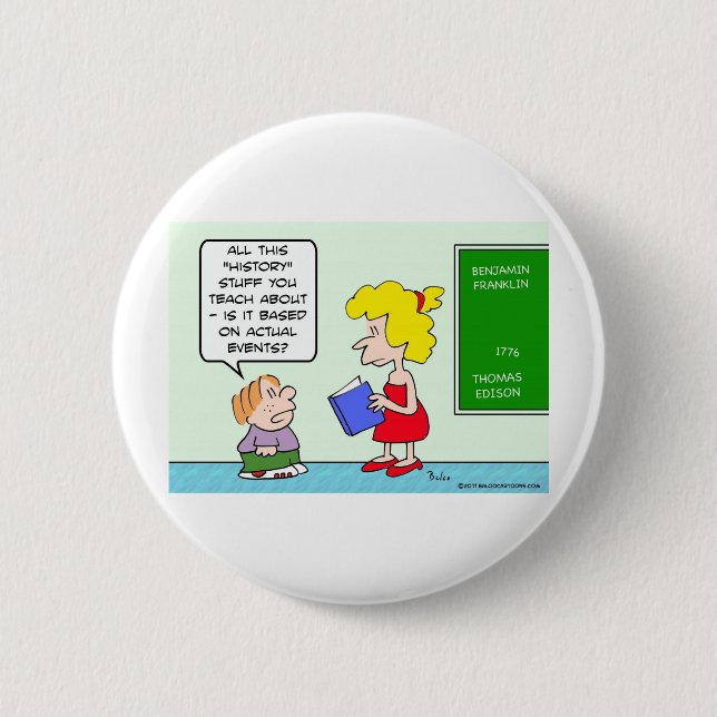 Badge Rond 5 Cm l'écolier demande si l'histoire est basée sur (Devant)