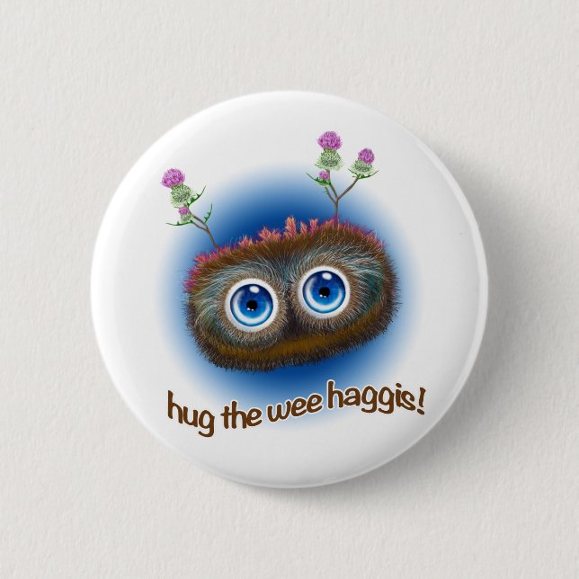 Badge Rond 5 Cm L'écossais 'hulule Toots Haggis (Devant)