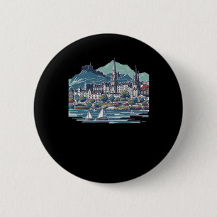 Badge Rond 5 Cm L'Ecosse en 3d Sketch Isle Of Skye