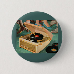 Badge Rond 5 Cm Lecteur d'enregistrement portable des années 1950