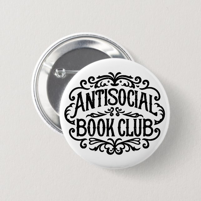 Badge Rond 5 Cm Lecteur introverti du club de livre antisocial (Devant & derrière)