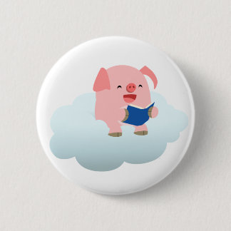 Badge Rond 5 Cm Lecteur mignon de porc de bande dessinée sur