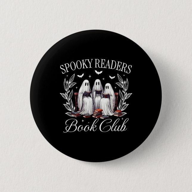 Badge Rond 5 Cm Lecteurs éffrayants Book Club Funny Ghost Enseigna (Devant)