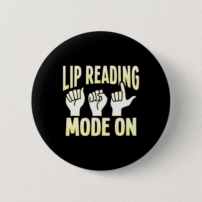 Badge Rond 5 Cm Lecture Labiale Langue Des Signes Hand Gesture Sou (Devant)