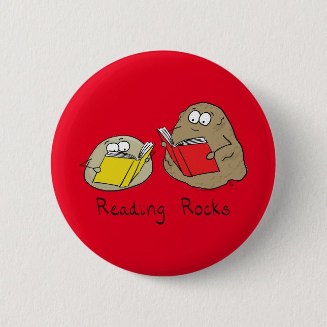 Badge Rond 5 Cm Lecture Roches Enfants Mignons Dessin Animé (Devant)