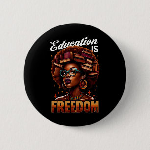 Badge Rond 5 Cm L'éducation est la liberté Femmes Noires Livres Hi