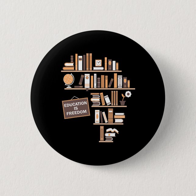 Badge Rond 5 Cm L'éducation est la liberté Histoire noire afro-amé (Devant)